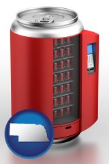nebraska map icon and a stylized vending machine