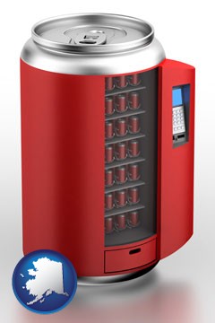 a stylized vending machine - with Alaska icon