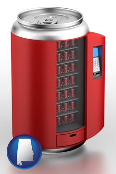a stylized vending machine - with Alabama icon