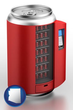 a stylized vending machine - with Arizona icon