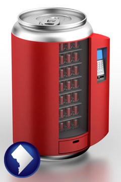 a stylized vending machine - with Washington, DC icon