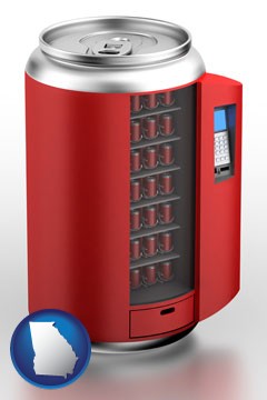 a stylized vending machine - with Georgia icon