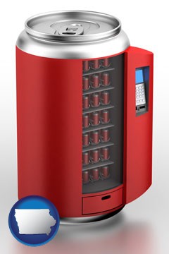 a stylized vending machine - with Iowa icon