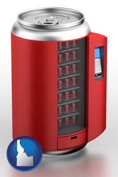 a stylized vending machine - with Idaho icon
