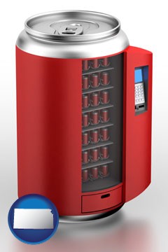 a stylized vending machine - with Kansas icon