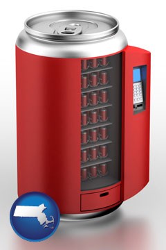 a stylized vending machine - with Massachusetts icon