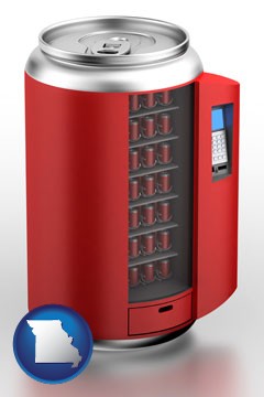 a stylized vending machine - with Missouri icon