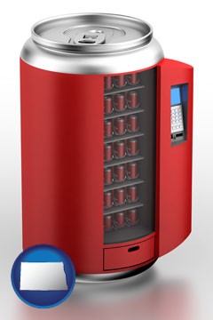 a stylized vending machine - with North Dakota icon