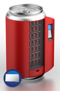 a stylized vending machine - with South Dakota icon